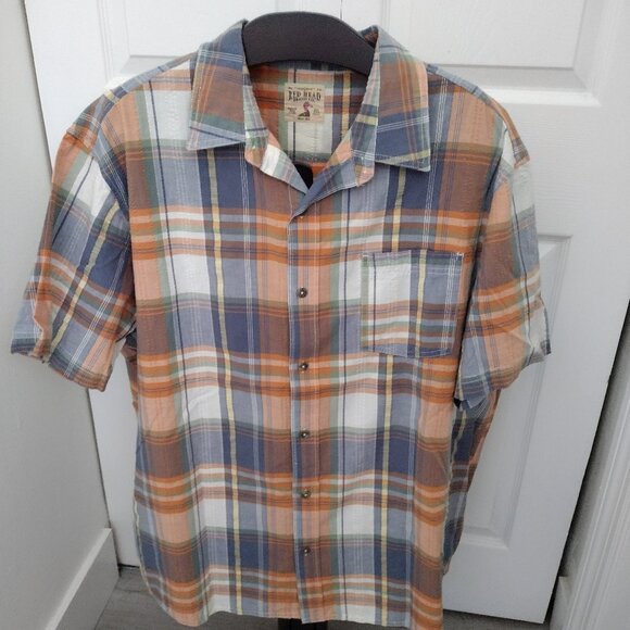 Red Head Other - Red Head Brand Co Men’s 2XL Plaid Short Sleeve Shirt Orange Blue Cotton Button U